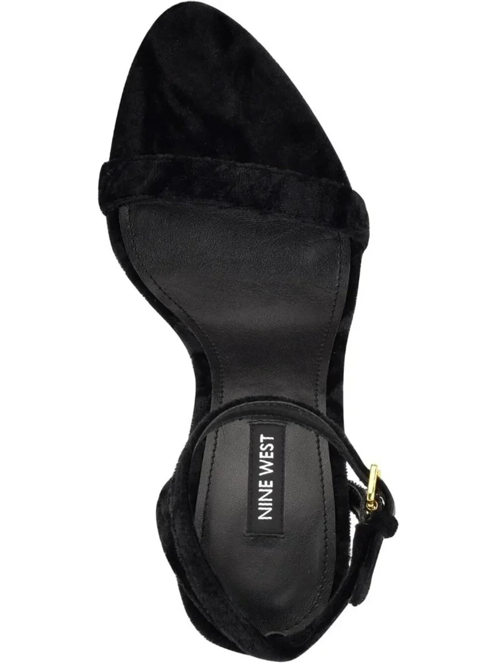 Women's Black Velvet Open Toe Ankle Strap Reina Lightweight Heel Sandal Shoes